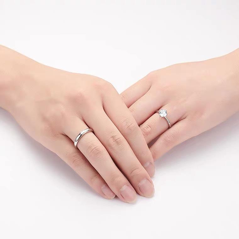 2pcs 925 Silver Couple Rings Zircom For Women Man Exquisite Student Girlfriend Silver Jewelry Accessories Wedding