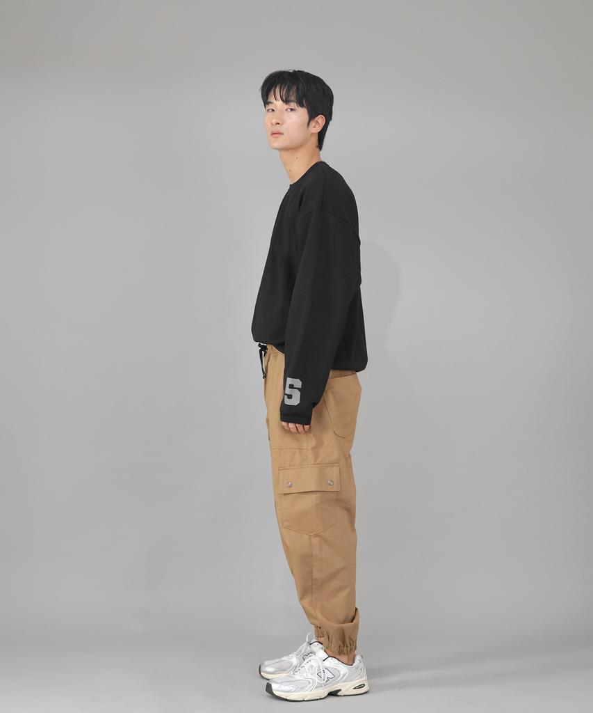 Seinteukeulu Snap Button Wide Cargo Jogger Pants Swc-361 Camel
