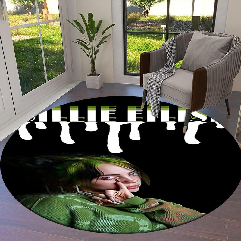 Billie Eilish Round Area Rug,Carpet Rug for Living Room Bedroom Sofa Playroom Decor,Non-slip Floor Mat