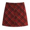 Women's Red Plaid High-Waisted Woolen A-line Skirt - Autumn/Winter 2025 Collection