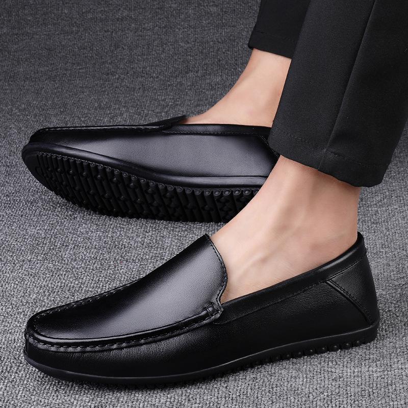 Men's Large Size Leather Slip-on Loafers - Spring/Summer Casual Moccasins