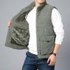 Men's Autumn and Winter Models, Fleece Thickened Outdoor Casual Multi-pocket Men's Vest, Solid Color Stand-up Collar Vest