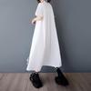 Short Sleeve Plus Size Cotton Mesh Vintage New In Dresses for Women Casual Loose Long Summer Shirt Dress