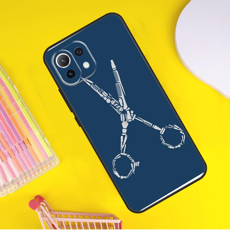 Hairdresser Barber Scissors Cover For Xiaomi 14 13 Ultra 11T 12T 13T 14T Pro POCO X7 Pro X3 X5 F3 F5 F6 M6 X6 Pro Case
