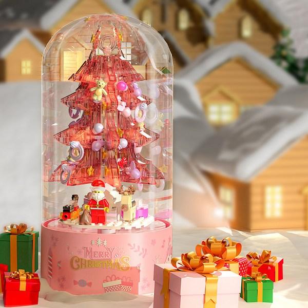 Paj snöar jul LEGO-kompatibel speldosa julgran, rosa