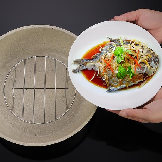 Stainless Steel Steaming Rack Multifunctional Cooling Rack Round Four-Legged Steaming Rack for Kitchen Cooking
