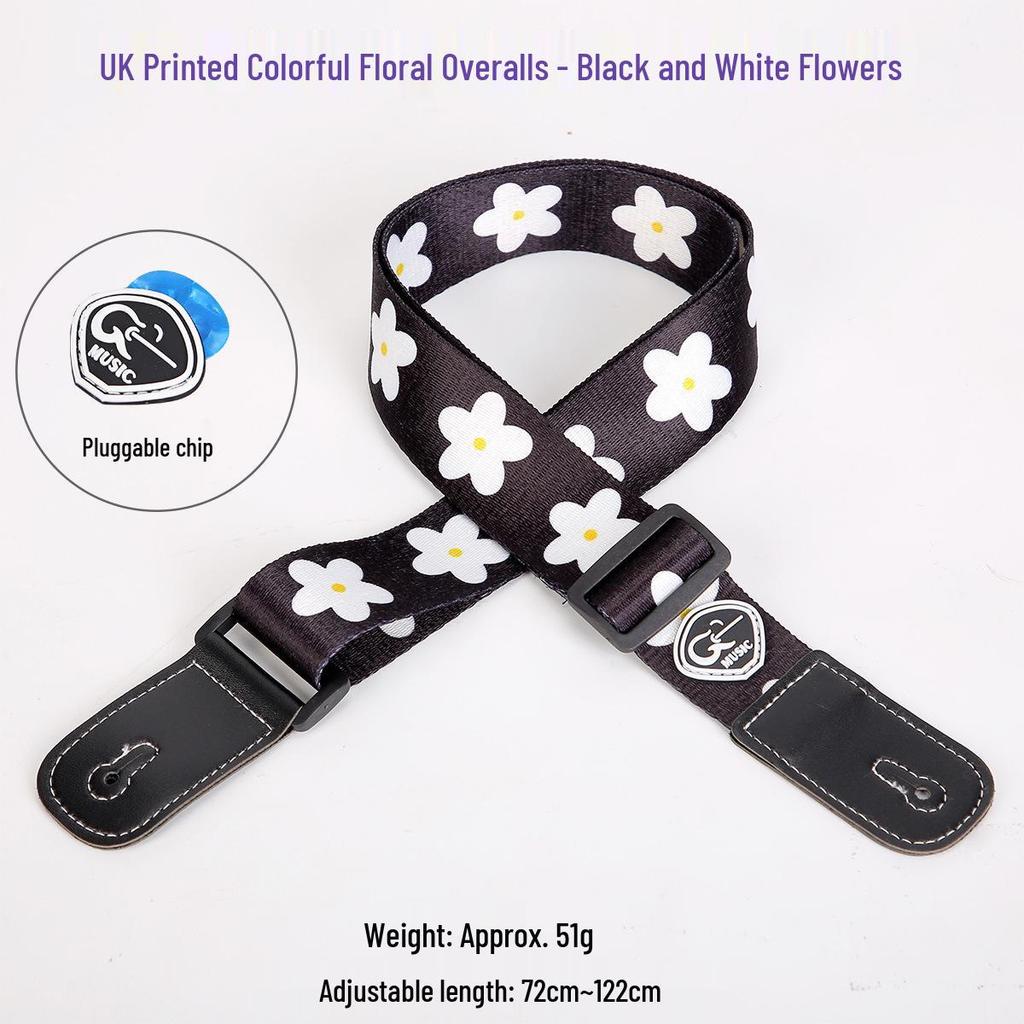 Ukulele and Guitar Strap - Striped Polyester Cotton with Thickened PU Leather