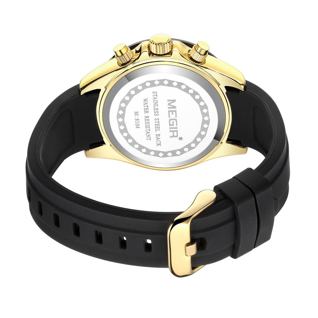 Megir Men's Analogue Business Work Calendar Luminous Quartz Wrist Watch with Silicone Band for Collection MN8104G