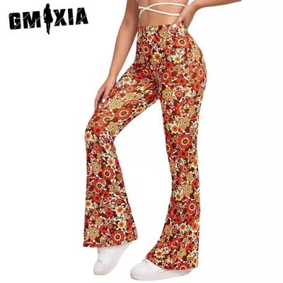 Pantalon évasé sexy à imprimé floral pour femme