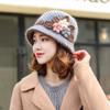 Plush Knitted Bucket Hat Warm Floral Crochet Hat Fashionable Yarn Cloche Hat  Winter