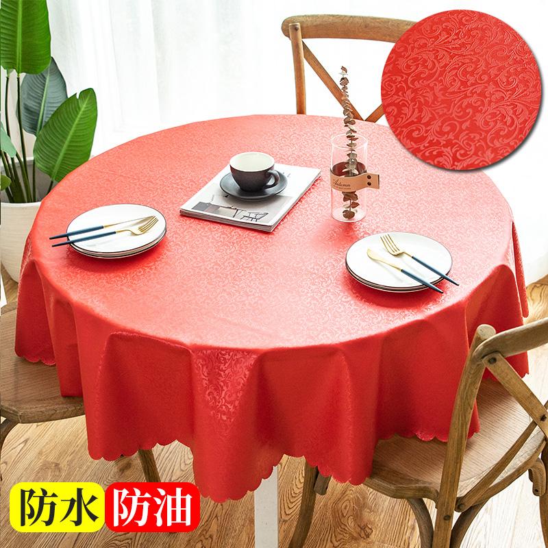 European Style Fabric Wedding Pad Round Household Printed Waterproof Desk Cloth Solid Color Hanging Non Washable Tablecloth