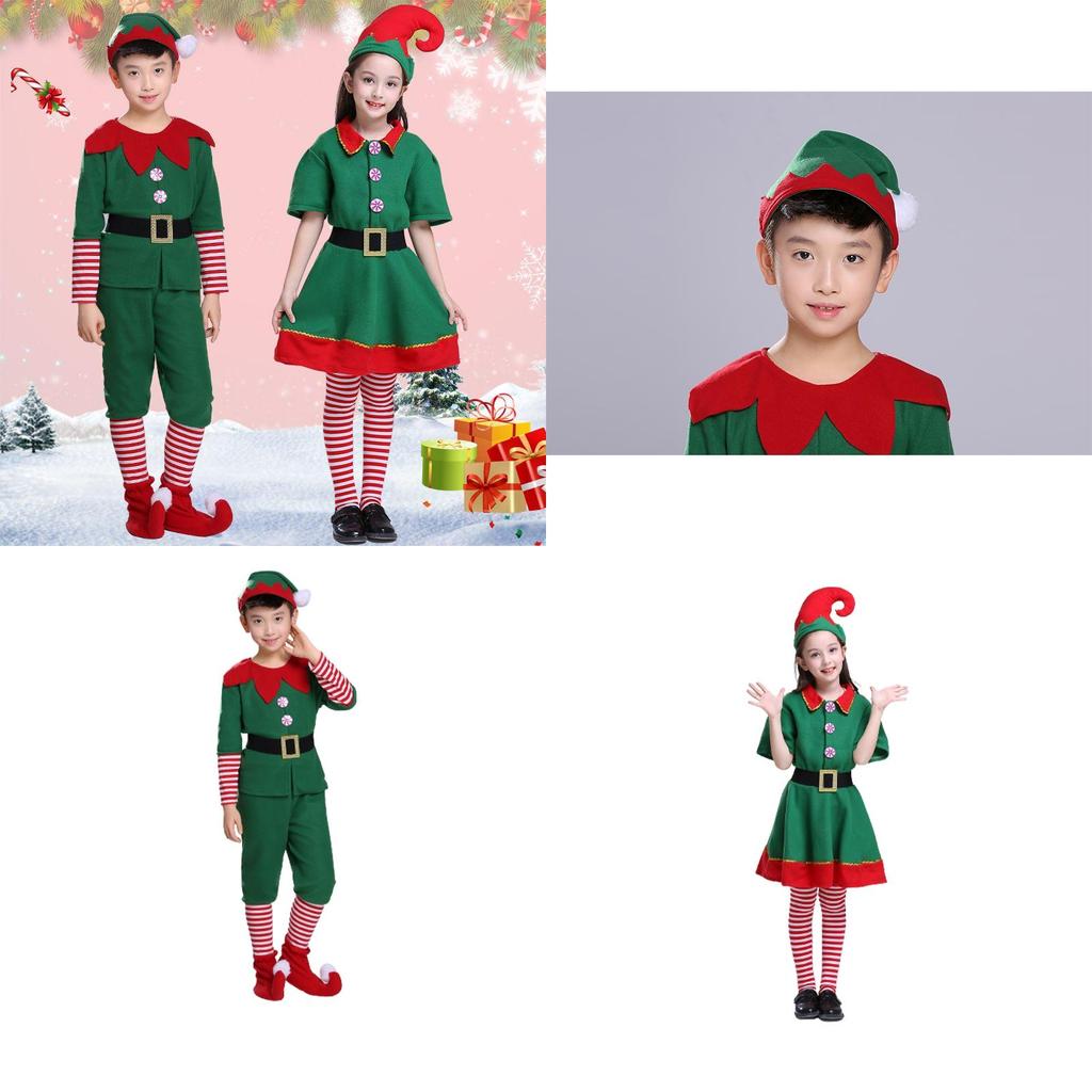 Premium Kids Christmas Elf Fancy Dress Set For Xmas Parties Cosplay Role Play
