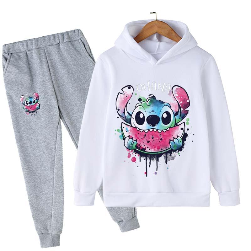 2025 MINISO Stitch Hoodies+Pants Sets Children 1-16 Years Suit Boys Tracksuits Kids Brand Sport Suits Little Monster Hoodies Tops +Pants 2pcs Set