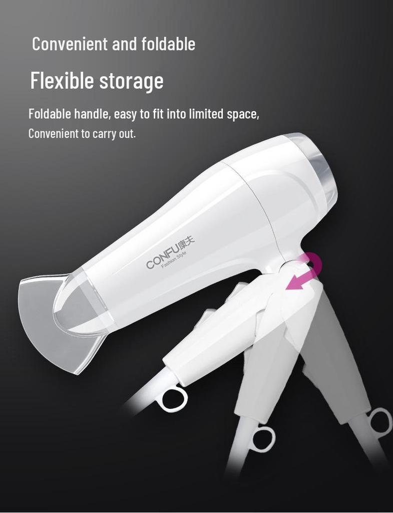 Kangfu KF-5130 Folding Hair Dryer 2200W with Hot & Cold Air, Large Wind Power, Constant Temperature, for Dormitory Use.