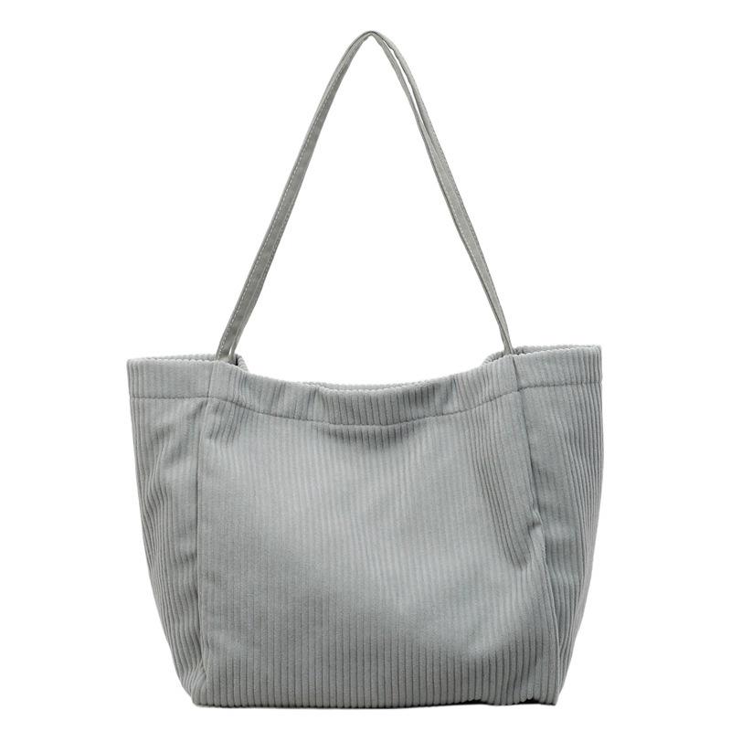 Retro Kord Große Kapazität Tragetasche - Einfache, einfarbige Damen Schultertasche