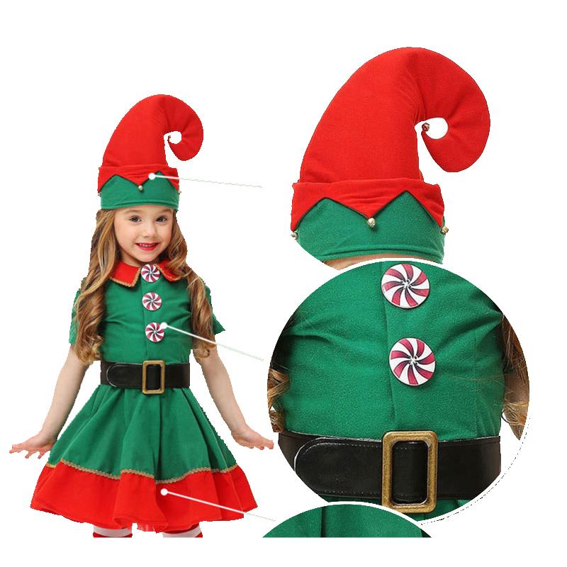 Weihnachten Elf Kostüm für Mädchen Frauen Familie passende Kleidung Neujahr Outfit Damen Santa Claus Cosplay Hut Frauen Kleid Kostüme Set