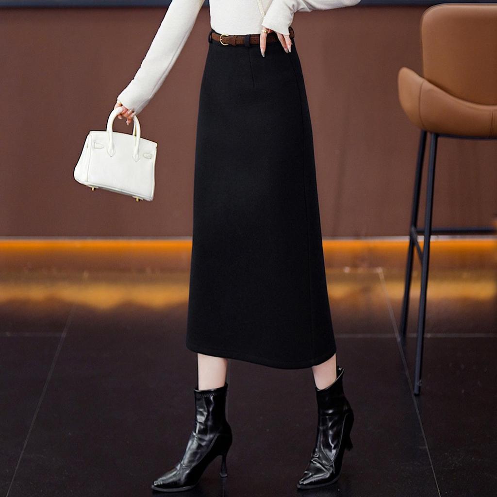 Luxurious Woolen A-Line High-Waisted Skirt - Women's Autumn/Winter 2025 Collection