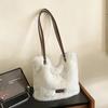 Yogodlns Women's Large Capacity Furry Tote Bag Commute Shoulder Bag Underarm Bag Soft Material Easy To Clean Vertical Square