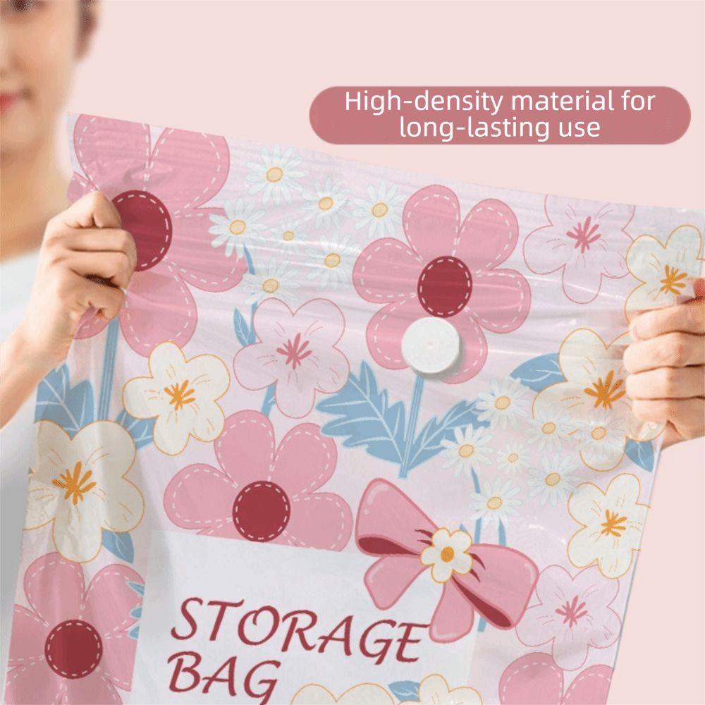 Sac de rangement sous vide en tissu à imprimé floral Sac de rangement étanche Sac de compression pour couette Rangement domestique