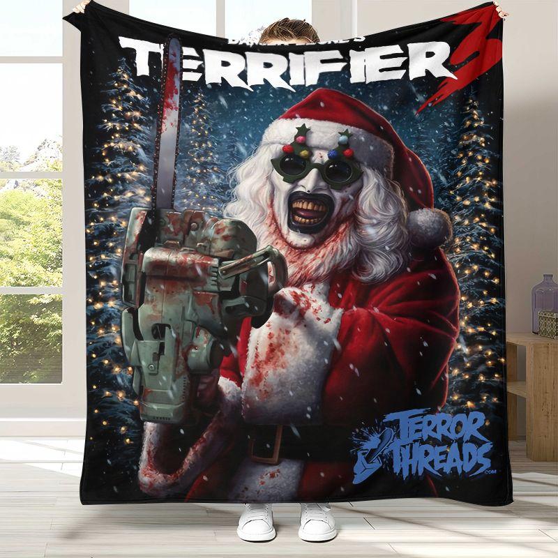 Horror Clown Film Terrifier Cartoon Flanelldecke, Ultra Weiche Warme Plüschdecke für Zuhause Schlafzimmer Bett Sofa Abdeckung Büro Picknick