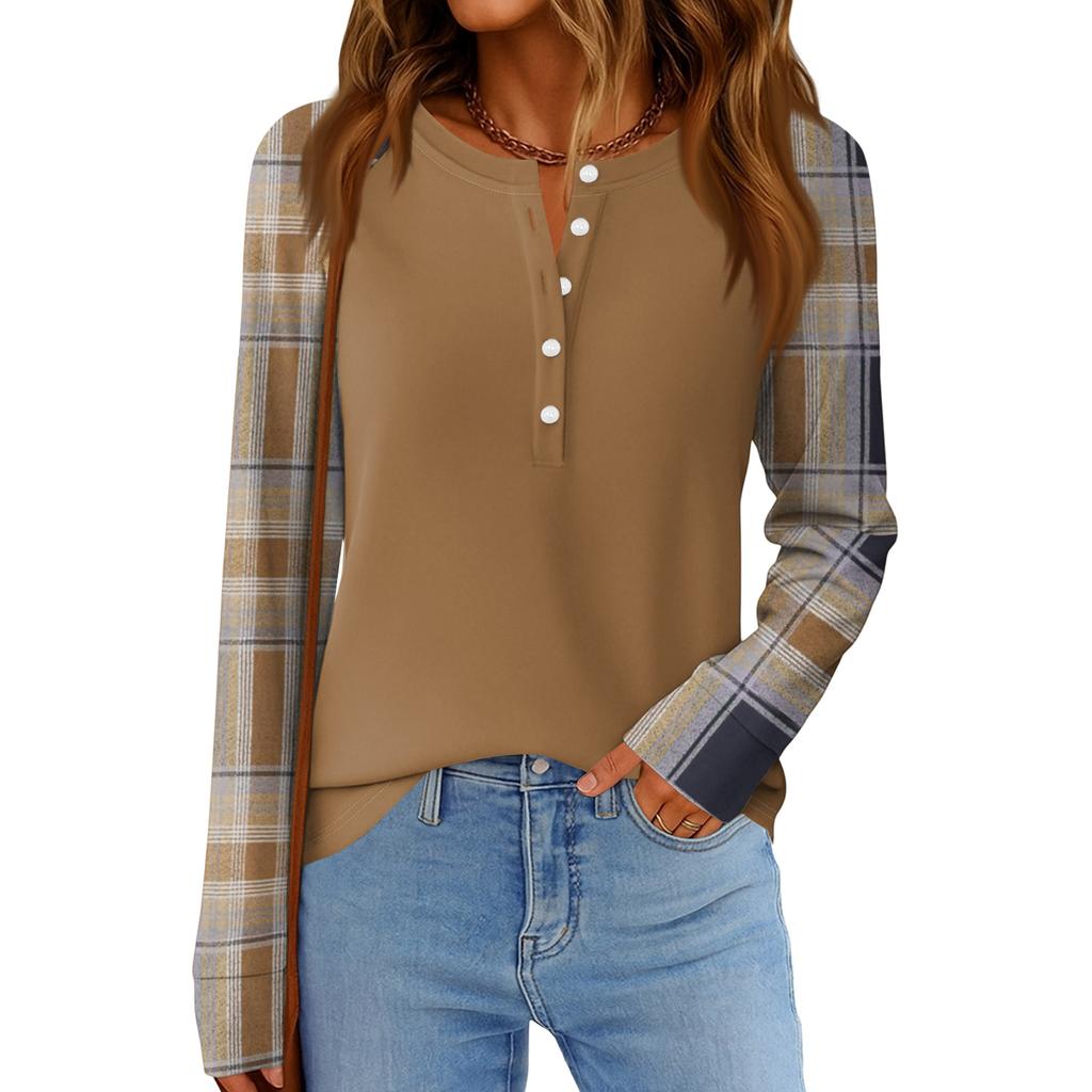 Damenmode Locker Langarm Rundhals Casual Oberteil