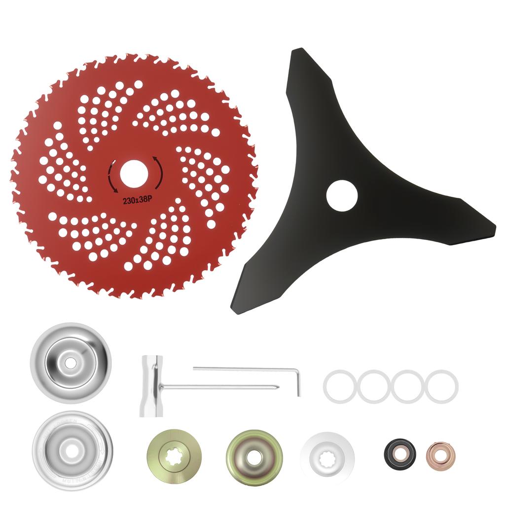 Manganese Steel Brush Cutter Blades Kit Power Teeth Weed Wacker Replacement Blades for Straight Shaft Gas Trimmer for Gardening