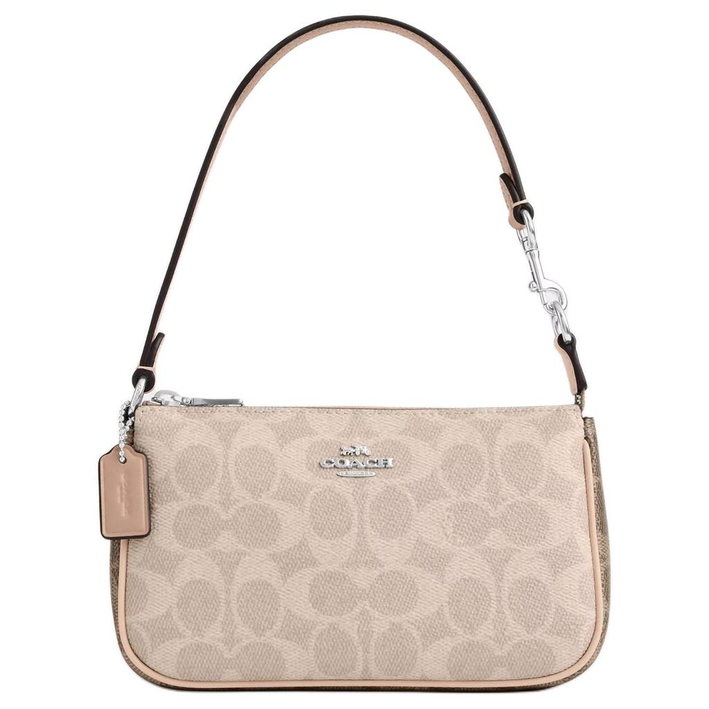 Coach Nolita 19 Signature Print Zipper Closure Coated Canvas Handheld Crossbody Shoulder Bag Small Women bags Sand Gray-Brown Multicolor CY236-SVXCU
