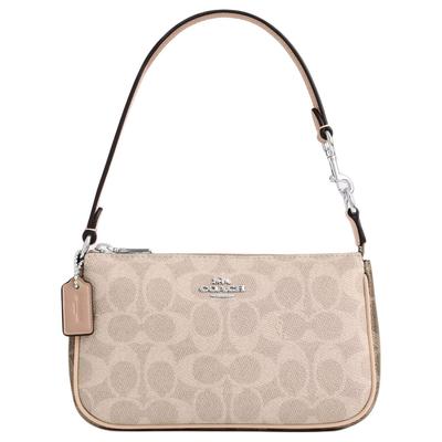 Nolita Coated Canvas Portable Crossbody Bag, Shoulder Bag Small Womens Sand Gray Umber Multicolor