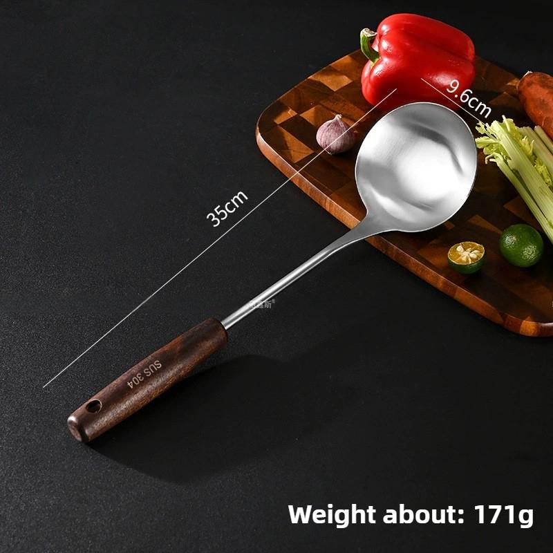 304 Stainless Steel Spatula Household Wooden Handle Utensils High Temperature Colander Shovel Kitchen Utensils Set Spoon Kitchen Utensils