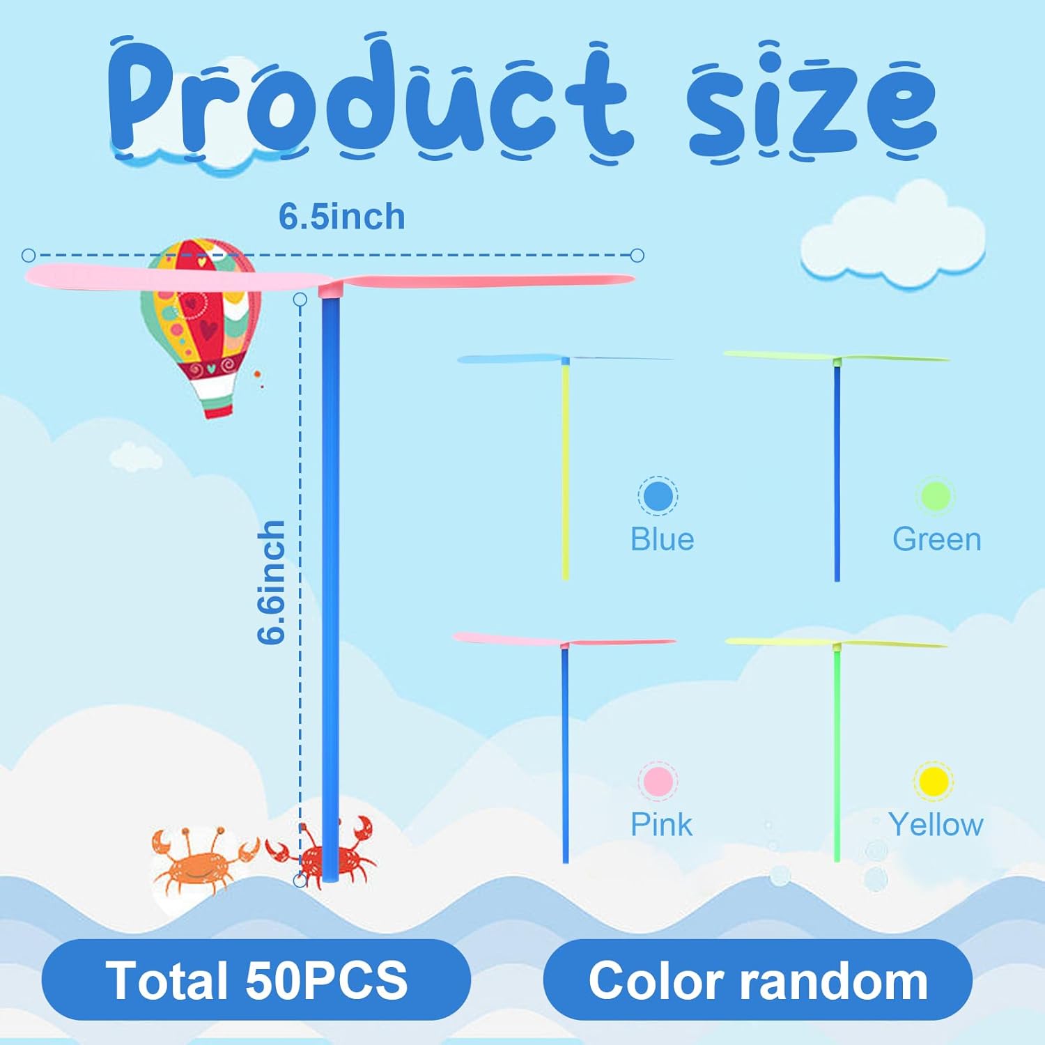 50set Flying Helicopter Toys Set, 50 Propeller+ 50 Rod,Hand Helicopter, Party Favors Outdoor Toy for Kids Ages 4-8, Gift Summer Outside Yard