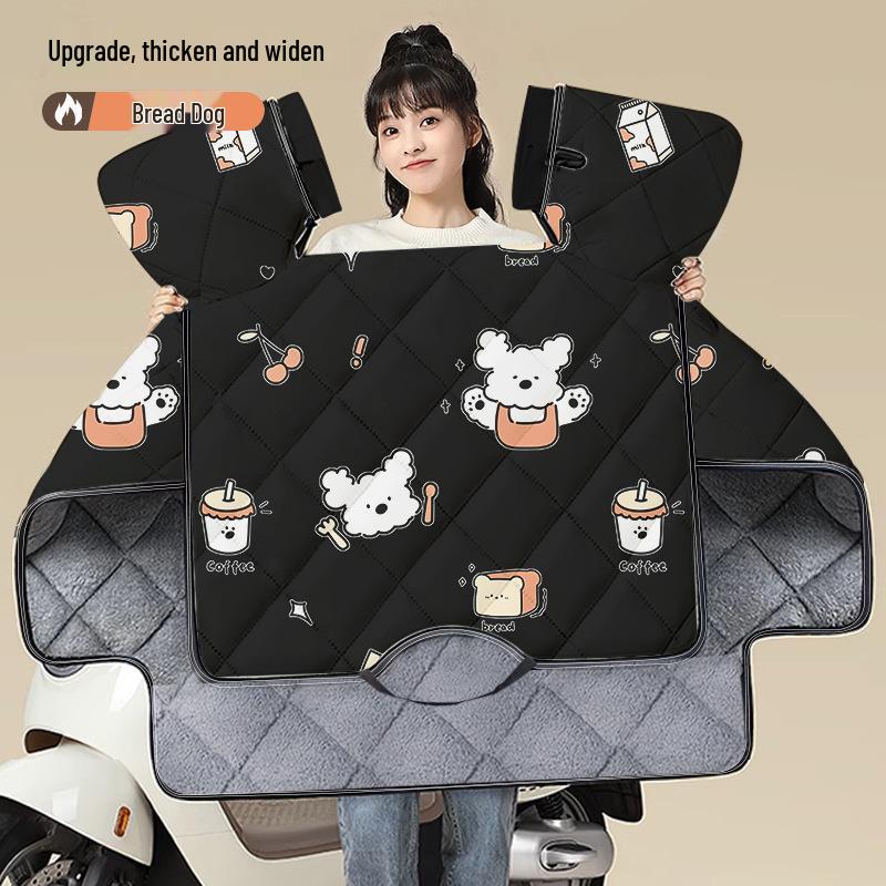 Winter Windproof Plush Electric Bicycle & Motorcycle Cover - Thickened, Enlarged, Waterproof, Coldproof.
