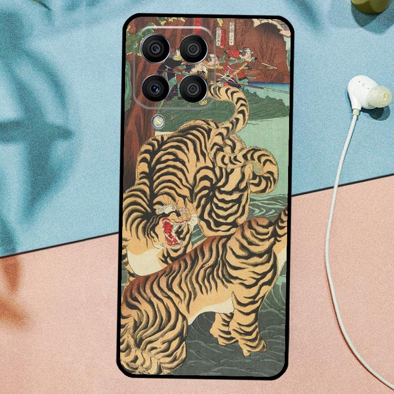 Japanese ukiyo-e Art Panther Tiger For Samsung Galaxy M33 M35 M55 M15 M12 M13 M14 M34 M54 M53 M21 M31 M11 M32 M52 M06 M16 Case