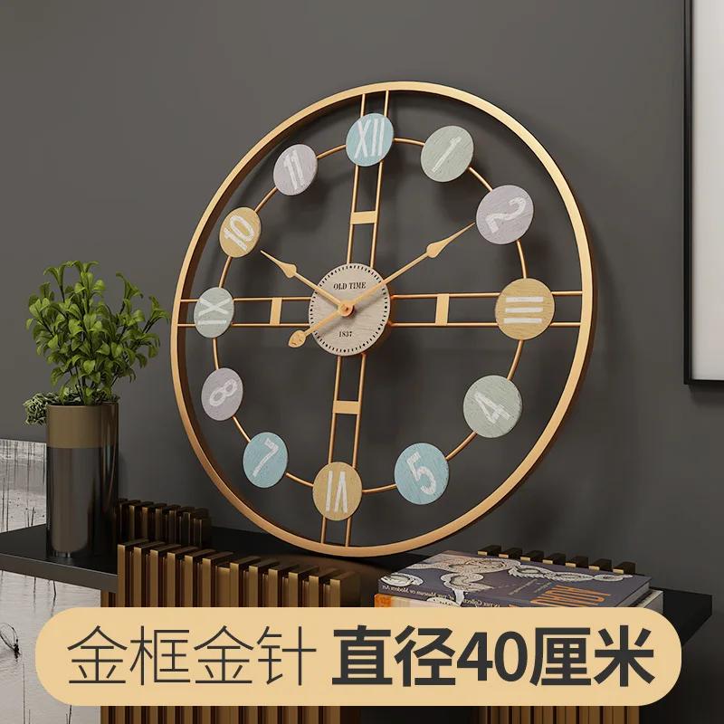 Large Vintage Metal Wall Clock - Mute Digital Operation, Mechanism Design, Room Decor Accessory, Modern Home Decoration Timepiec