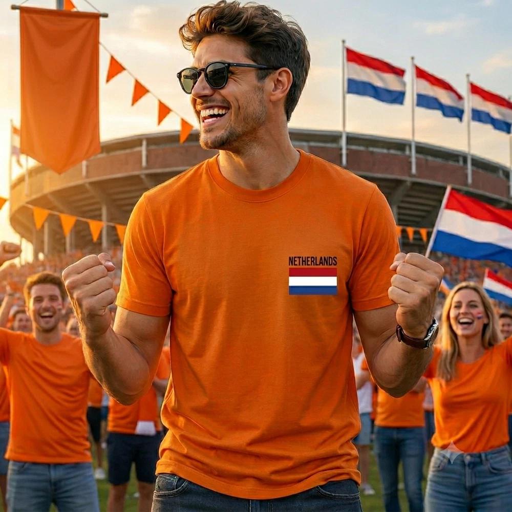 Netherlands Flag T Shirt Dutch Pride Holland Football Fan Gift 2XL