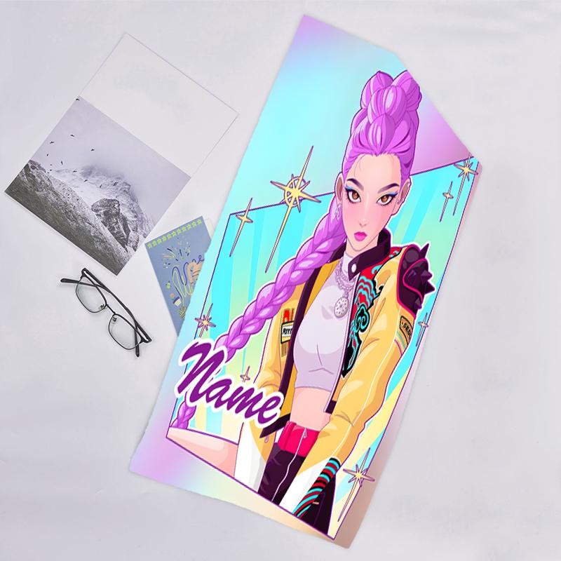 1pc KPop Demon Hunters33 Beach Towel with Custom Name, Beach/Swimming/Bath/Picnic/Camping Towel, Suitable for Seaside Beaches