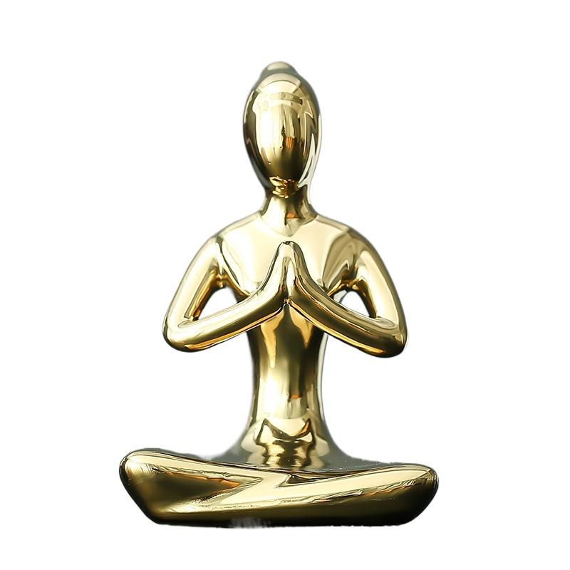 Heimdeko Abstrakte Kunst Keramik Yoga-Posen Figur Porzellan Damenfigur Statue Studie Büro Yogastudio Ornamente Dekorationen