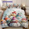 Snowmen Pattern Bedding Quilt Set Quilt Cover Pillowcase Home Decoration Birthday Gift (1 * duvet cover + 2 * pillowcase, without core)