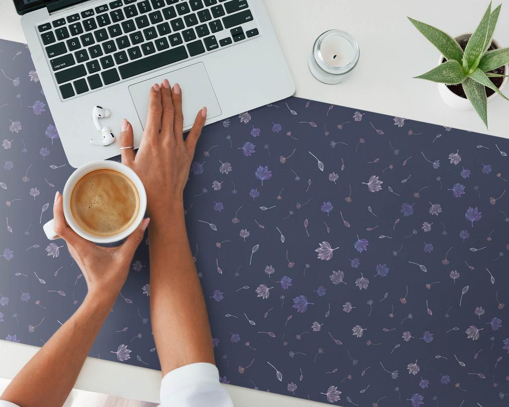 Protective Tabletop Mat with Fashionable Floral Night Pattern 120X60 Cm