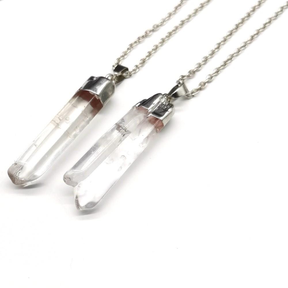 Natural White Crystal Pendant Necklace Silver Plated Natural Stone Crystal Necklace N802