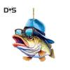 1/6Pcs Automobile Pendants Decorative Cartoon Fish Design with Lanyard Easy to Hang Rearview Mirror Hanging Ornaments