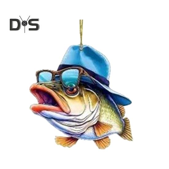 1/6Pcs Automobile Pendants Decorative Cartoon Fish Design with Lanyard Easy to Hang Rearview Mirror Hanging Ornaments