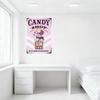 Vintage Style Candy Shop Metal Tin Sign Light Pink Chevron Background Glass Jar with Pink Sweets for Home Wall Decor Bar Club Ca