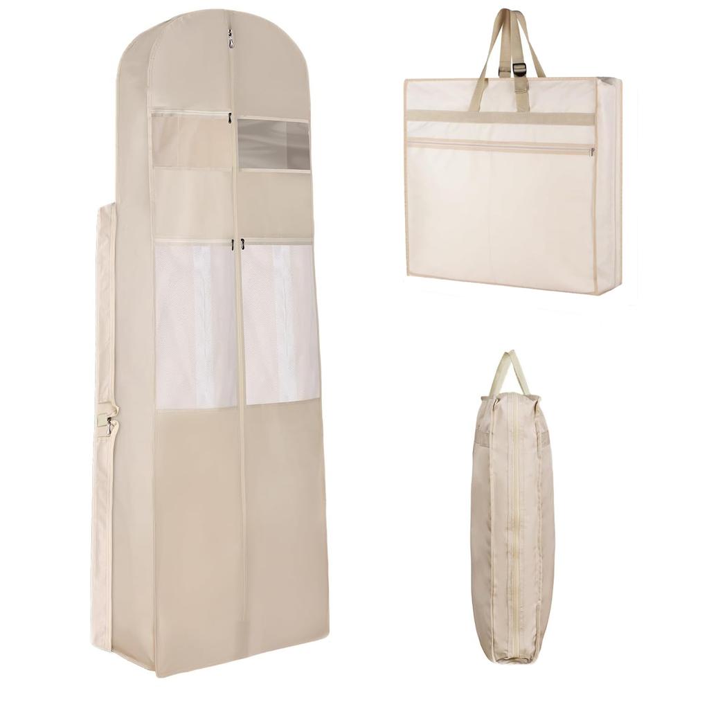 Hochzeitskleid Aufbewahrungstasche Faltbar Hängende Kleidersäcke Tragbar mit Transparentem Fenster für Hochzeitskleider Hemden Jacken