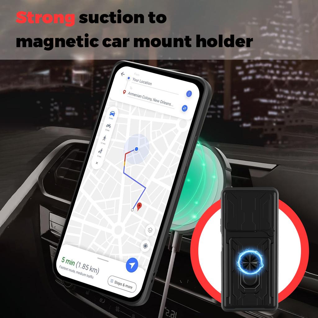 For Xiaomi 15 Case Camera Rotation Slide Card Slot Rotation Car Magnetic Ring Phone Case Protective Cover