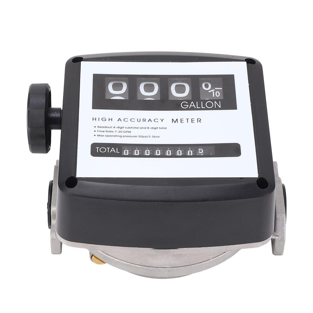 Aluminum Mechanical Fuel Flow Meter 4 Digit Pump Flow Meter Gallon High Accuracy Easy Reading