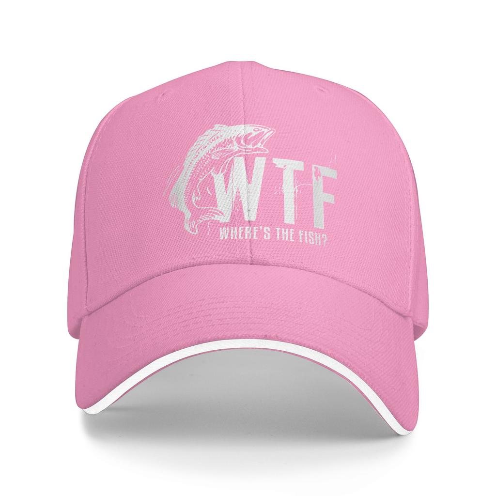 WTF Wheres The Fish Funny Fishing Sandwich Baseball Cap Retro FisherUnisex Unisex Style Adjustable Headwear Sports Workouts Hat