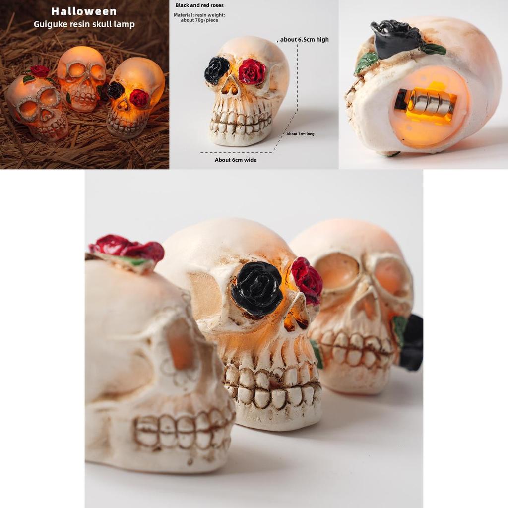 Halloween Skelettkopf LED Deko mit Harzmaterial für Spukhaus- und Partyumgebungen