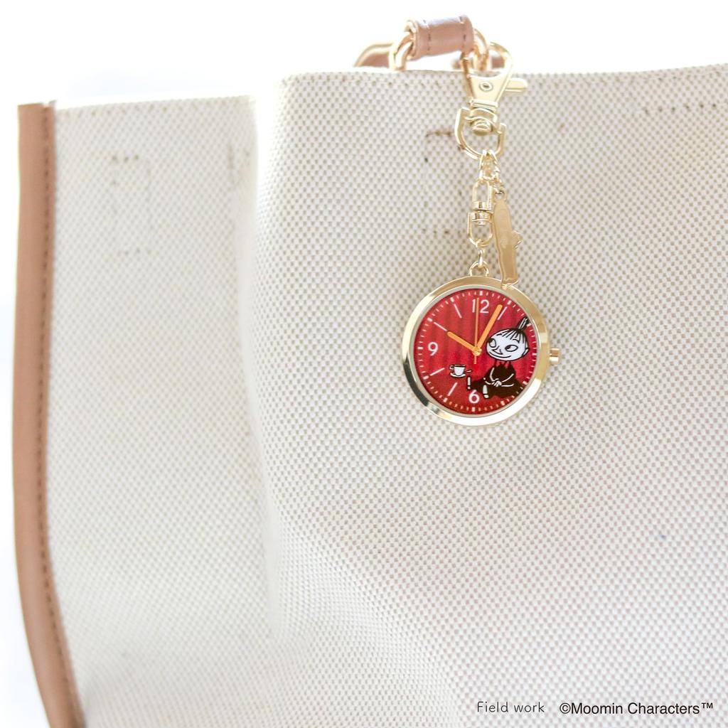 Fieldwork Analog Pocket Watch Keychain with Moomin Design Comes in Special Bag Suitable for and Business Little My Hattifatteners Red Women's - Cute,
