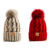 Women's Winter Warm and Thick Knitted Hat, with Fleece Lining Inside, Two-piece Set