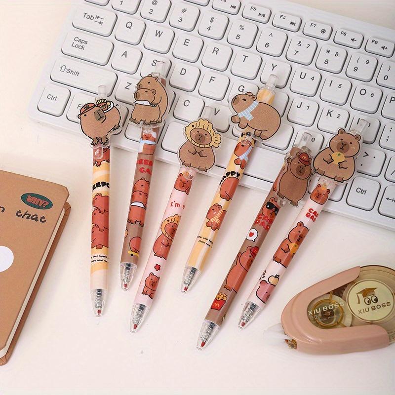 Back to school season 48pcs 0.5mm cartoon acrylic patch pressing pen cute shape press neutral pen black signature pen student stationery